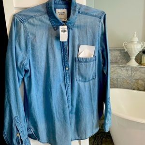Abercrombie stonewashed soft denim blouse